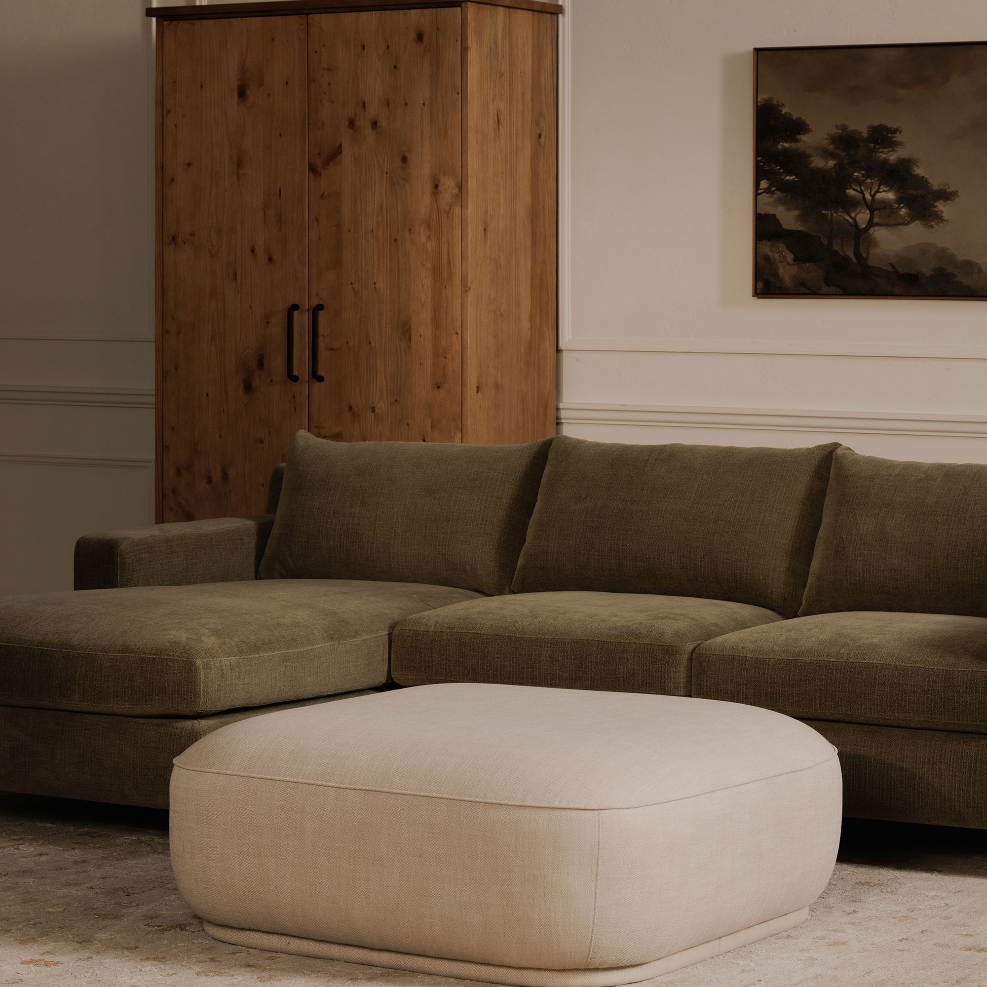 Marion Square Ottoman Beige large image 