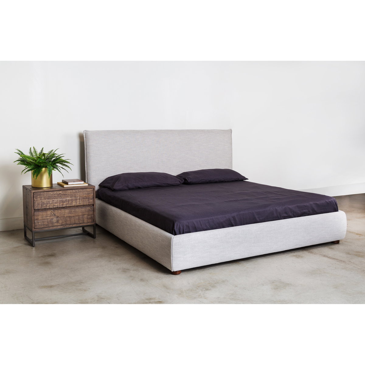 Luzon King Bed Light Grey, by Moe's Home, 85.5" width x 45.5" height x 88.5" depth View 15
