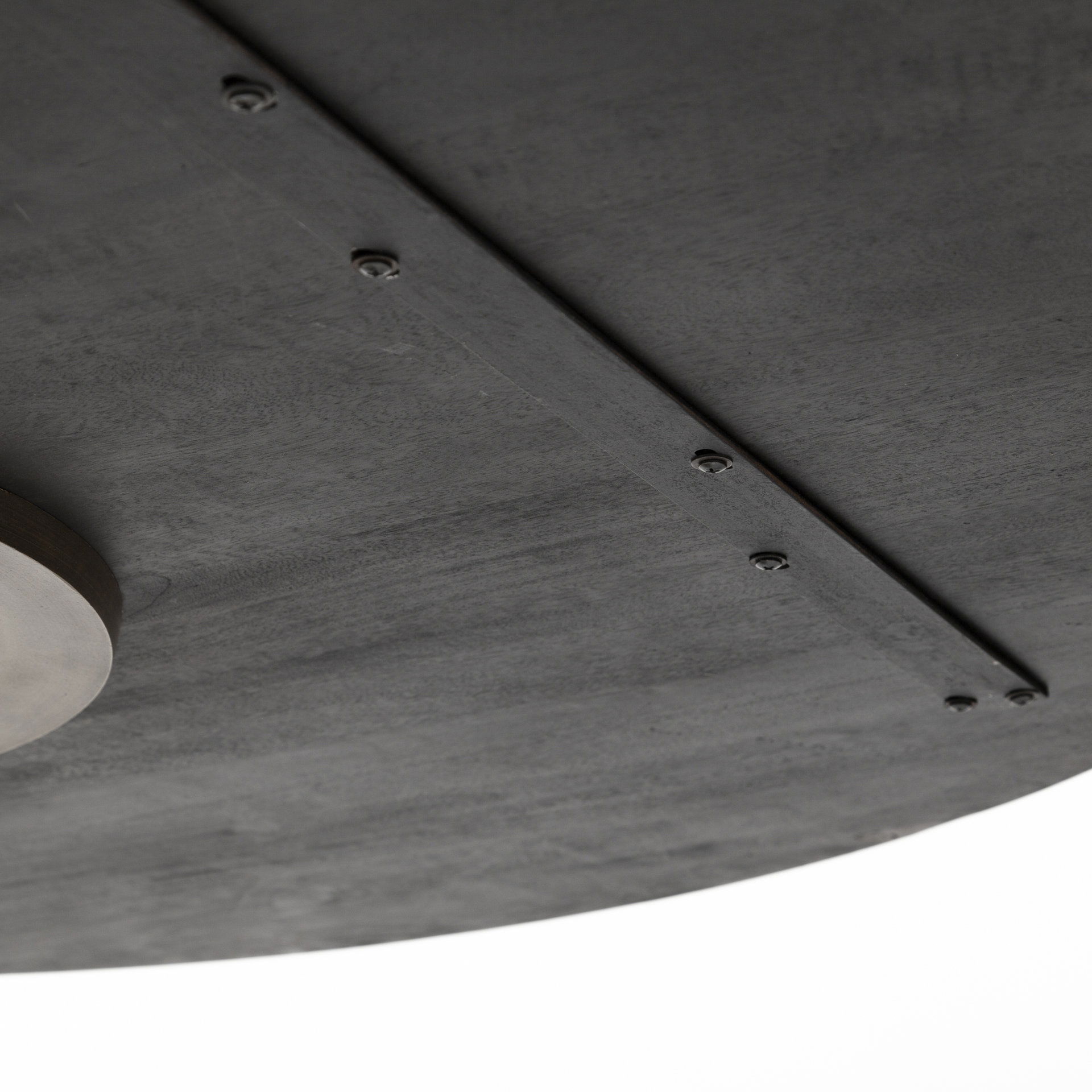 McLeod II 54 L x 54 W x 28.75 H Round Brown Solid Wood Top Gold Metal Base Dining Table, by Mercana, 54" length x 54" width x 28.75" height View 8