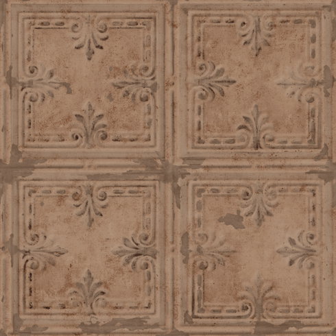 Copper Tin Tile Copper Peel & Stick Wallpaper