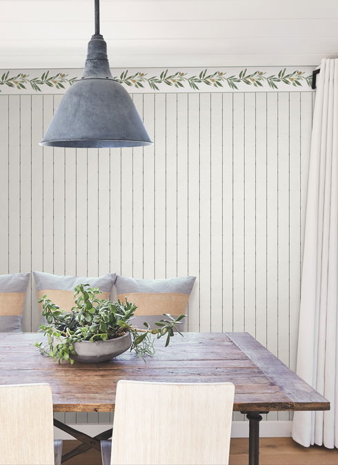 In Stitches Stripe Black & Cream Wallpaper