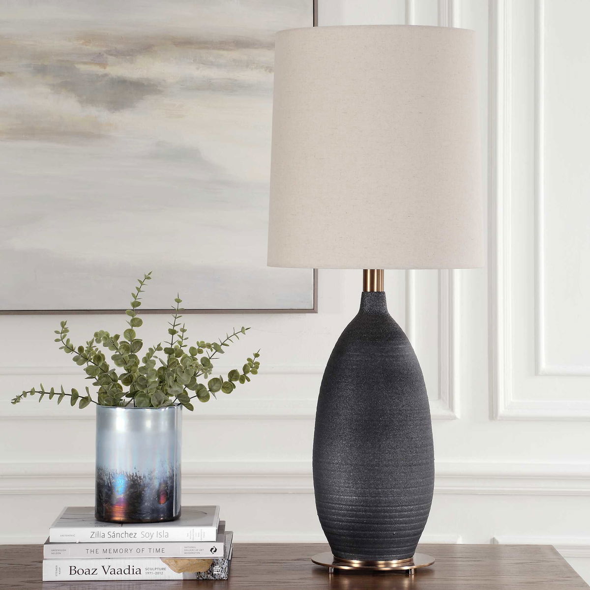 Bower Matt Black Table Lamp, by Uttermost, 14" width x 34.5" height x 14" depth View 4