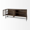 Arelius 70L x 18.75W x 32H Medium Brown, Black Metal Base with 4 Glass Door Cabinets Sideboard, Sideboards & Buffet by Mercana, 70" length x 18.75" width x 32" height thumbnail 7