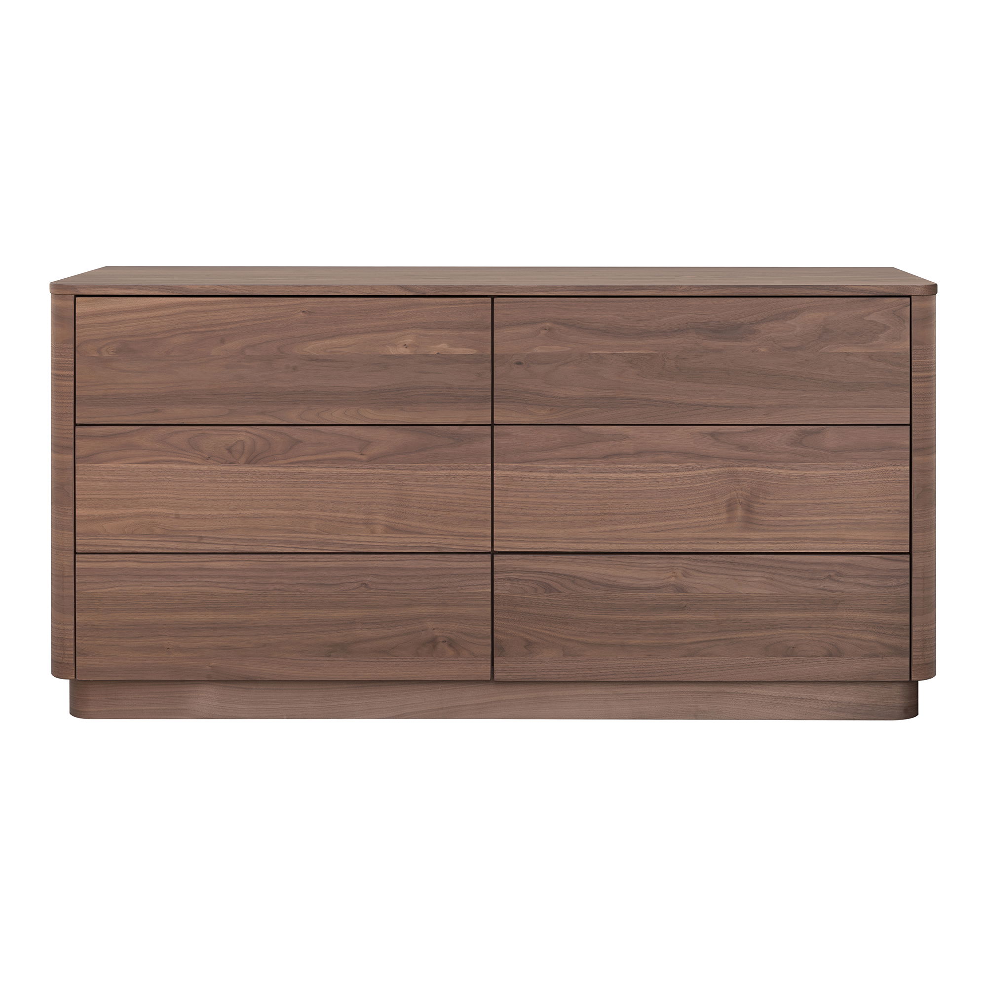 Round Off Dresser Walnut Brown, by Moe's Home, 60" width x 30" height x 19" depth View 1