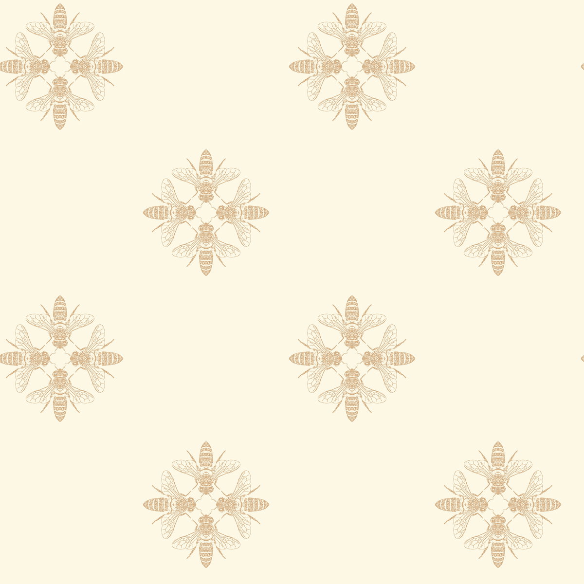 Honey Bee Gold & Cream Wallpaper, by York Wall, 33' length x 1'8.5" width x 0.02" depth View 1