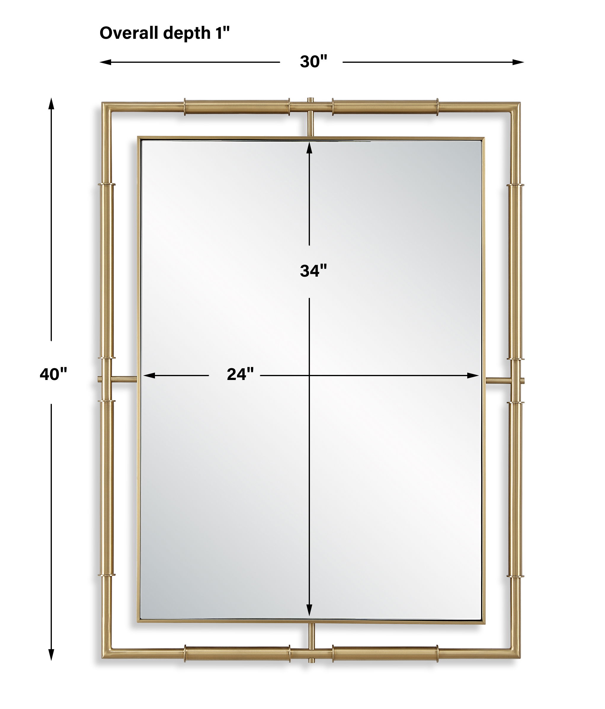 It's All Connected Rectangle Brass Mirror, by Uttermost, 30" width x 40" height x 1" depth View 3