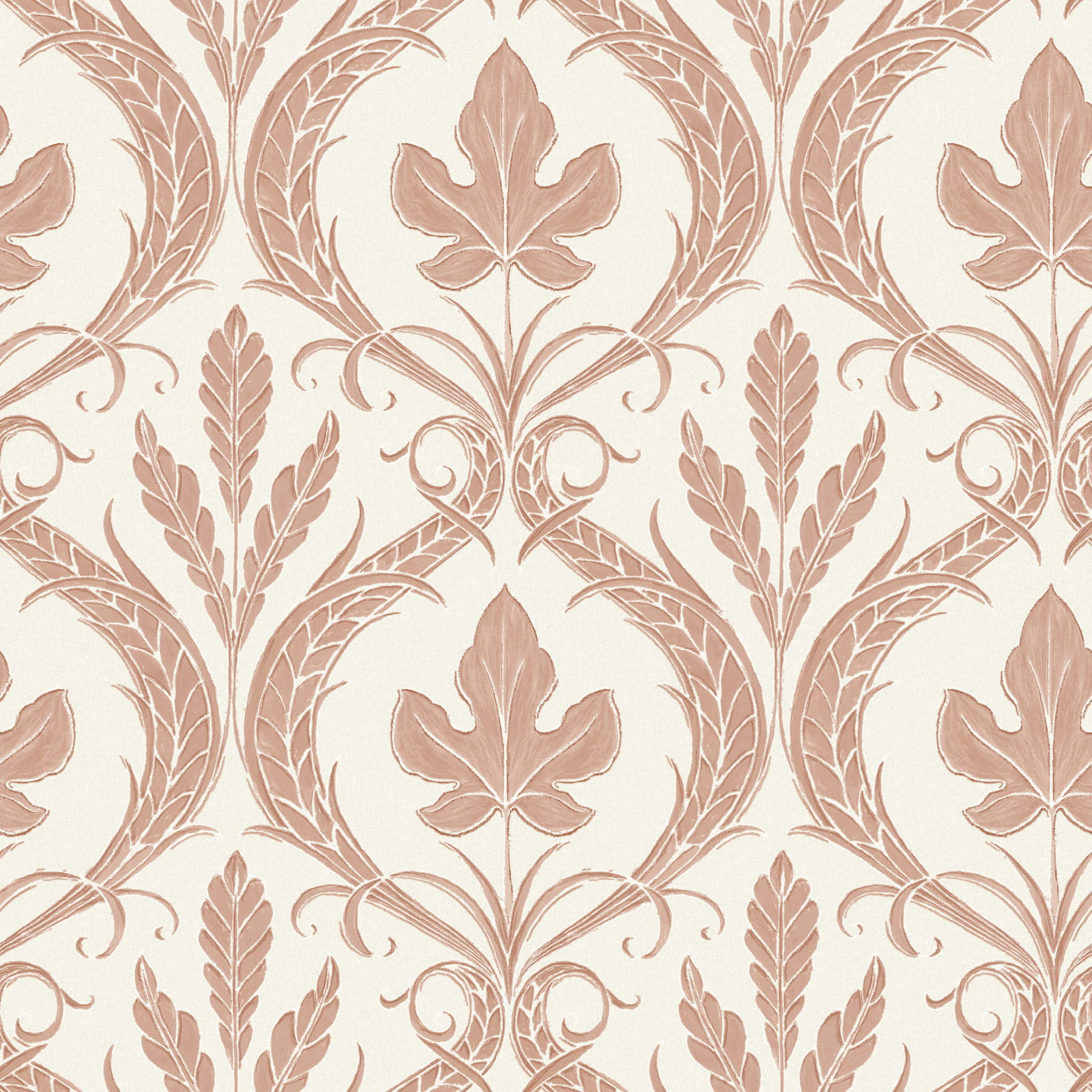 Adirondack Damask Brown & Beige Wallpaper large image 