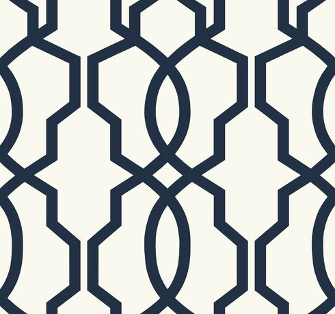 Hourglass Trellis Navy Wallpaper