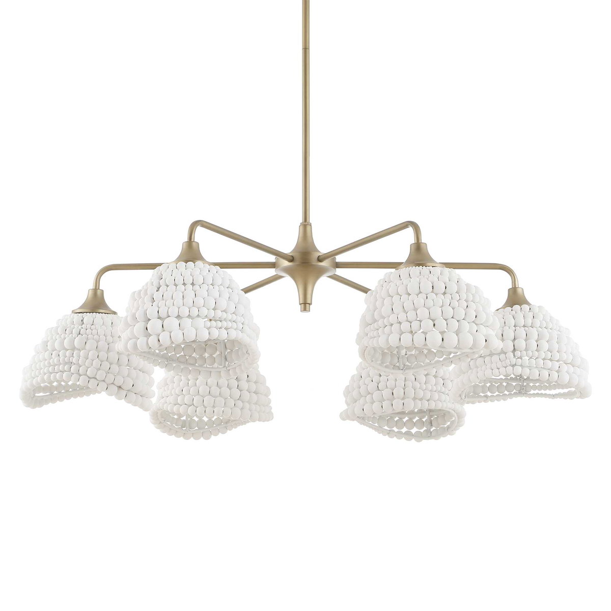Biddeford 6 Light White Beaded Pendant, Ceiling Light by Uttermost, 36" width x 11" height x 36" diameter View 5