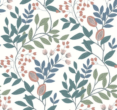 Eden Retreat Pink & Teal Wallpaper