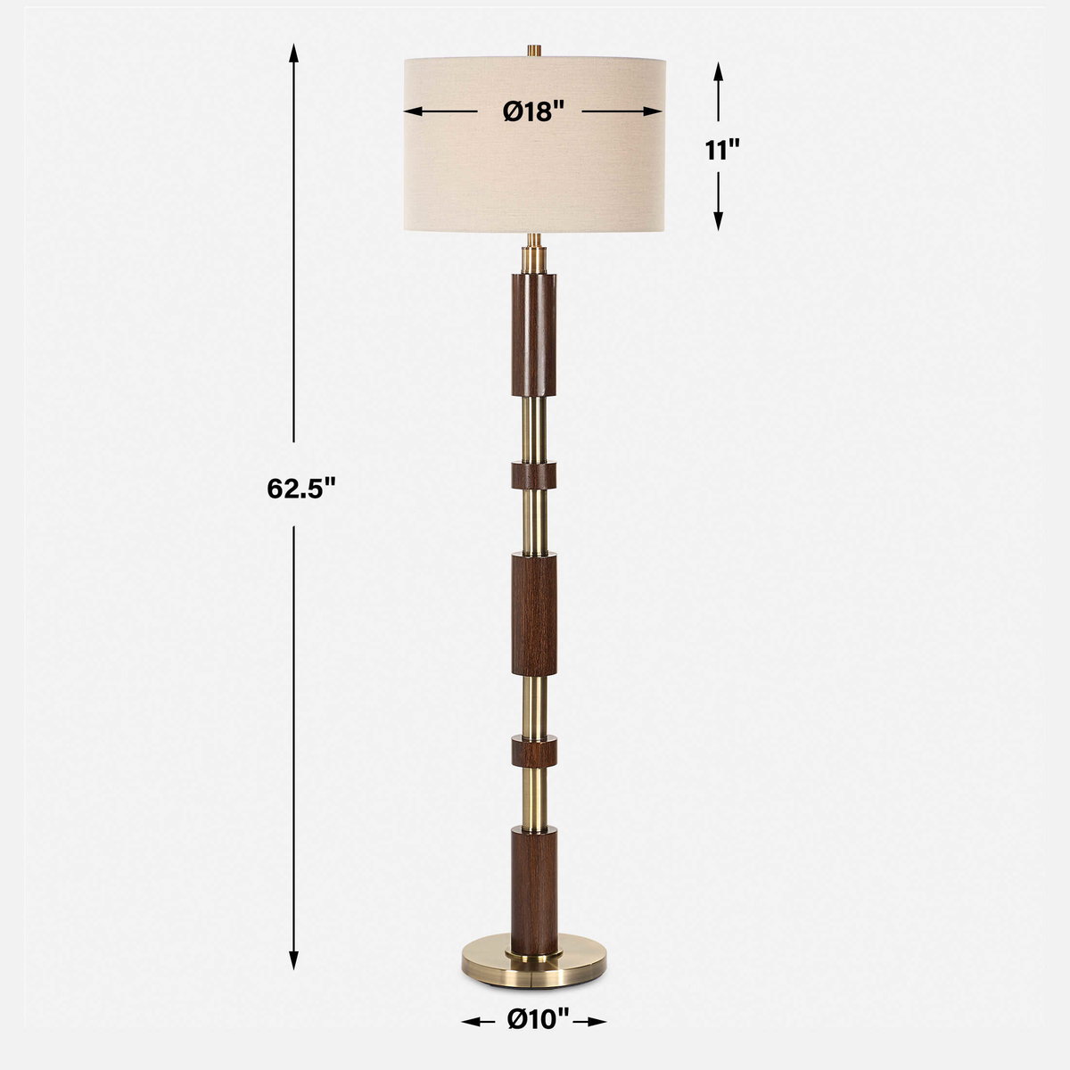 Stacked Wooden Floor Lamp, by Uttermost, 18" width x 62.5" height x 18" depth View 3