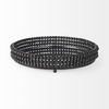 Decatur II 21L x 21W Black Wooden Bead Mirrored Bottom Round Tray thumbnail 2