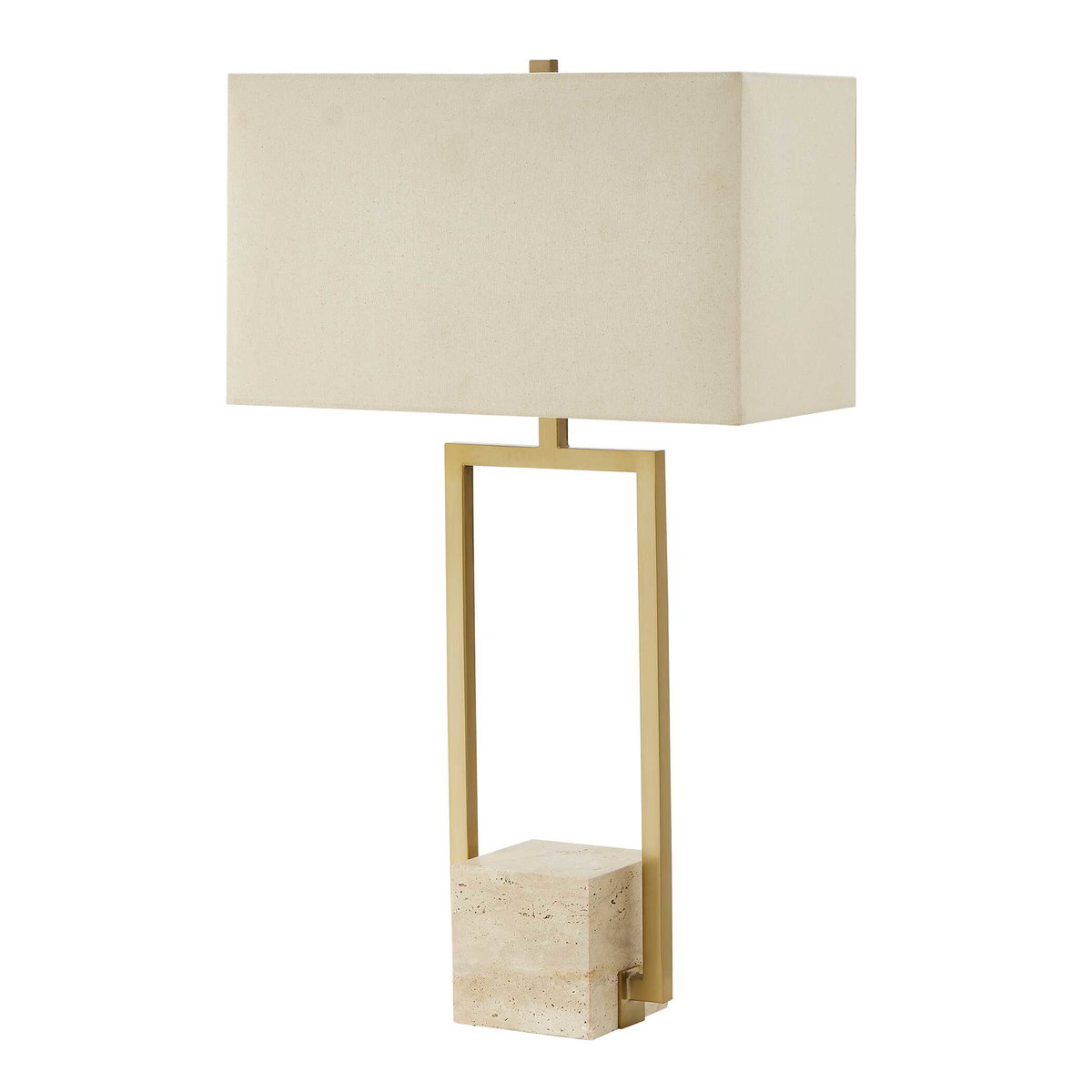 Warrick Modern Travertine Table Lamp, by Uttermost, 18" width x 31.5" height x 10" depth View 4