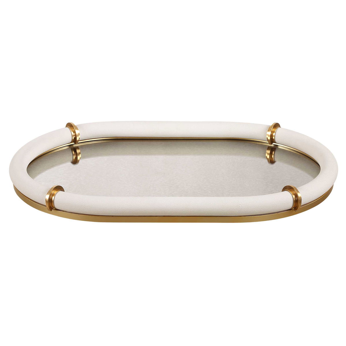 Cyprus Leather Oval Tray, Decorative Tray by Uttermost, 24" width x 2" height x 16" depth View 6