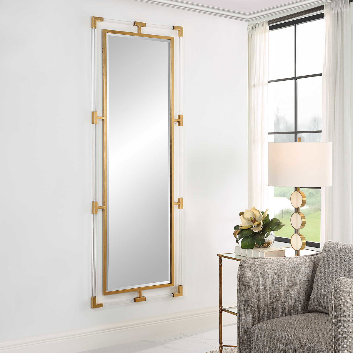 Balkan Gold Tall Mirror, by Uttermost, 27.5" width x 75" height x 1.12" depth View 4