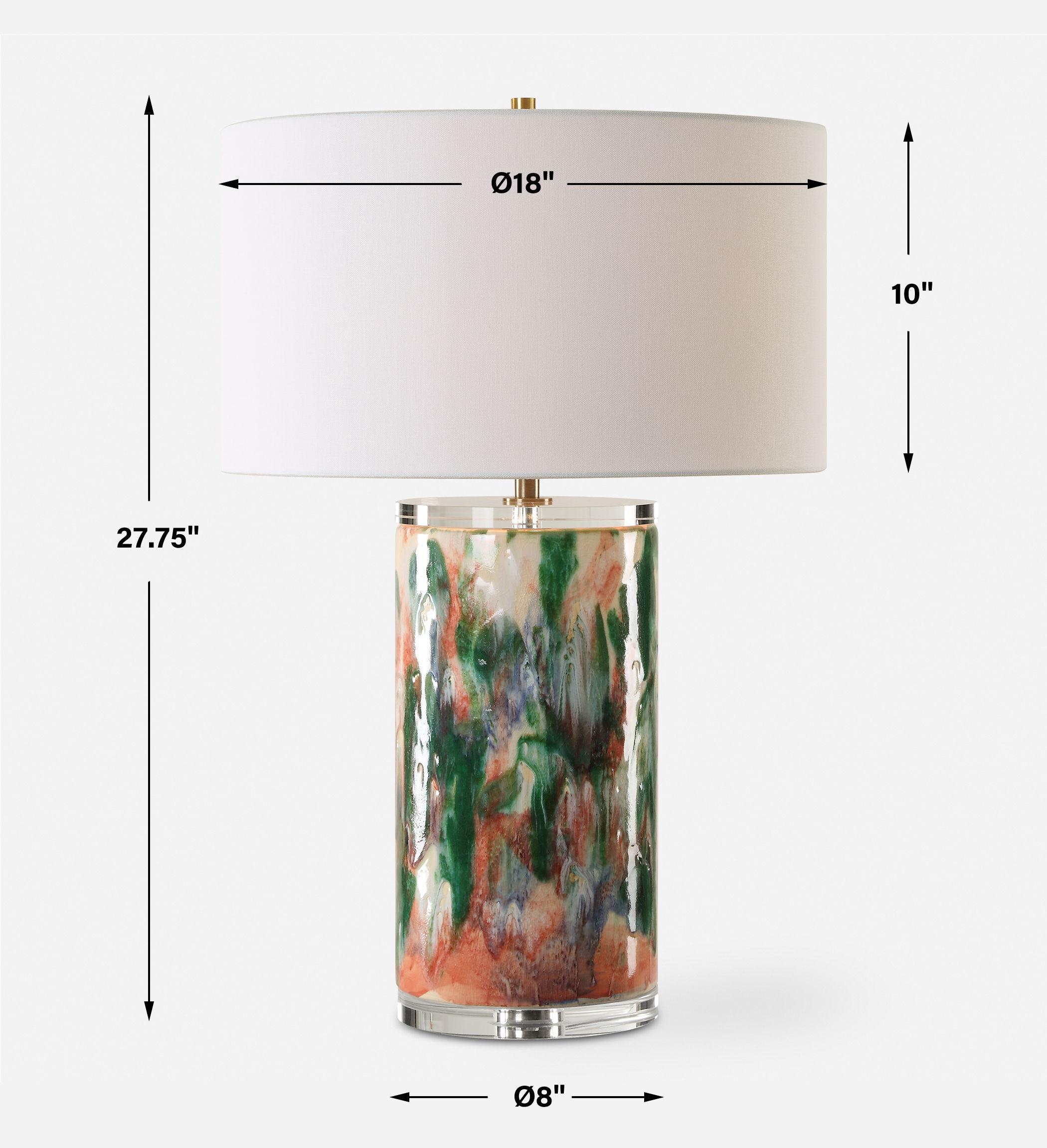 Verdant Multi-Colored Table Lamp, by Uttermost, 18" width x 27.75" height x 18" depth View 3