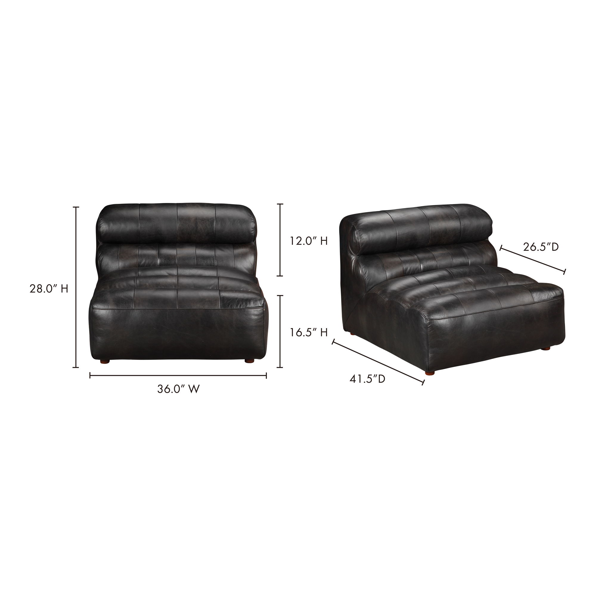 Ramsay Leather Slipper Chair Black large image 