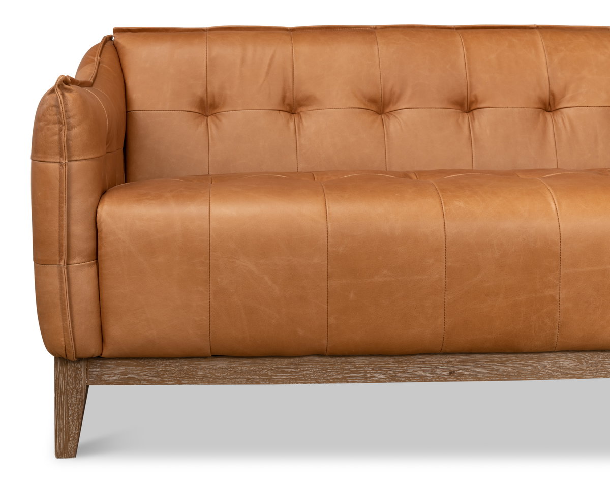 Isaac Leather Sofa, by Sarreid, 2'6" length x 6'5" width x 2'7" height View 13