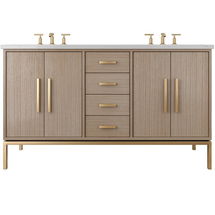 Online Designer Bathroom Rift White Oak Double Bath Vanity - countertop color Ethereal Glow