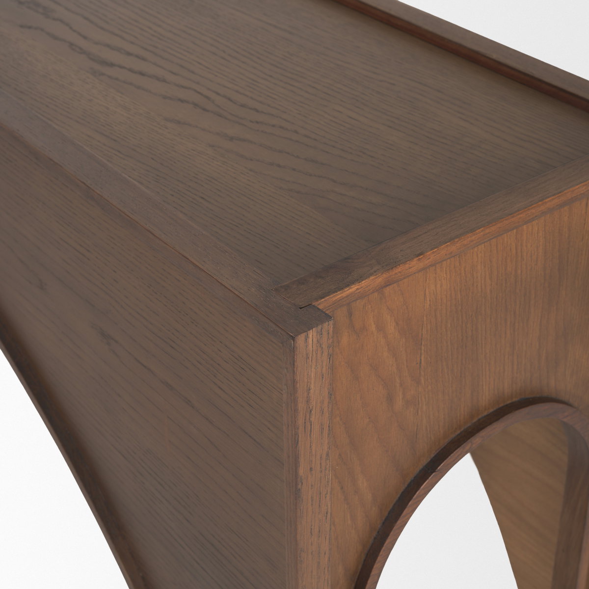 Laraya Dark Brown Wood Arched Console Table, by Mercana, 55" length x 16" width x 30" height View 9