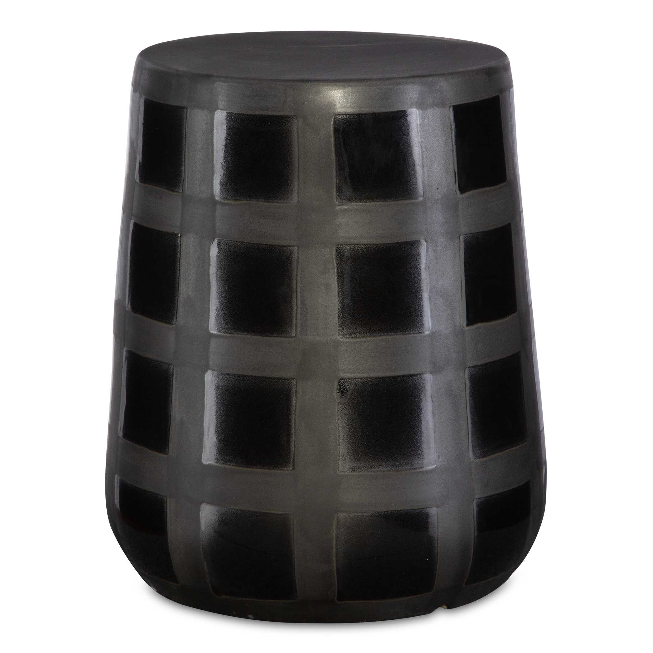 Patchwork Gridded Black Garden Stool large image 