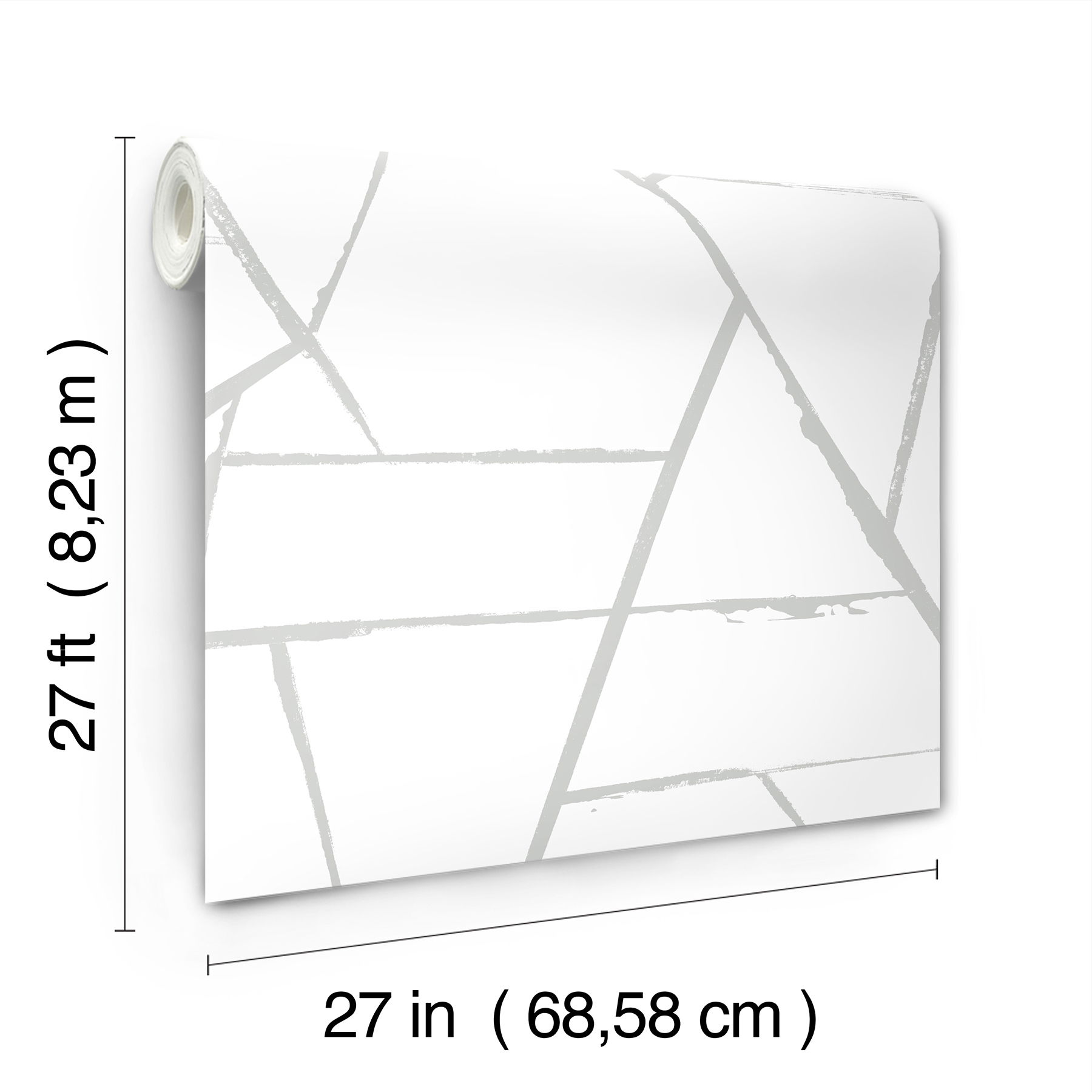 Intersect Silver Metallic Wallpaper large image 