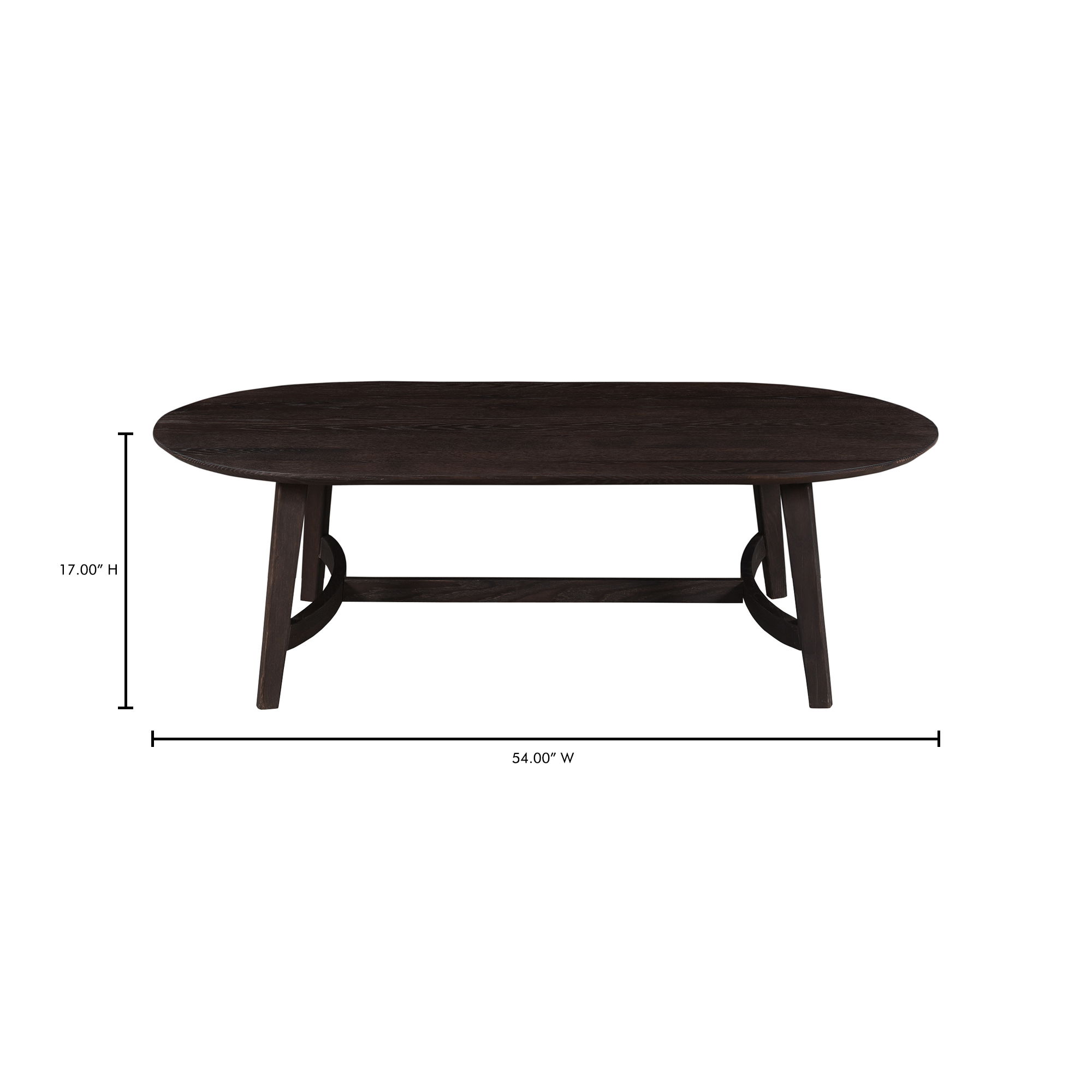 Trie Coffee Table Dark Brown, by Moe's Home, 54" width x 17" height x 28" depth View 9
