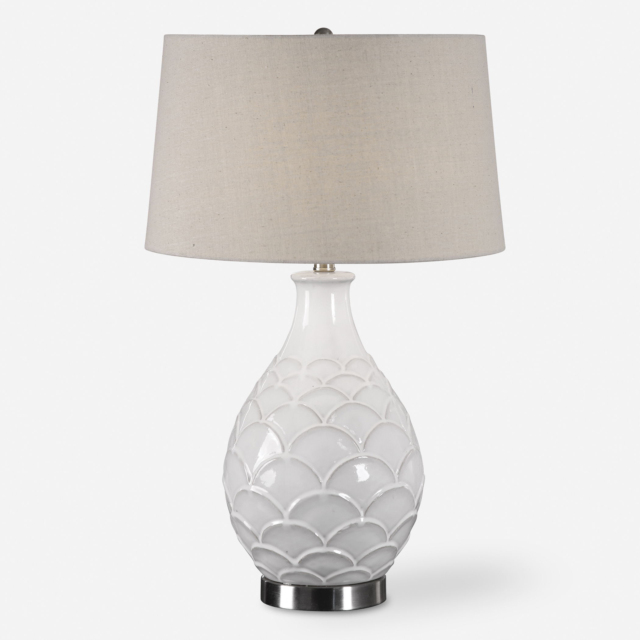 Camellia Glossed White Table Lamp large image 