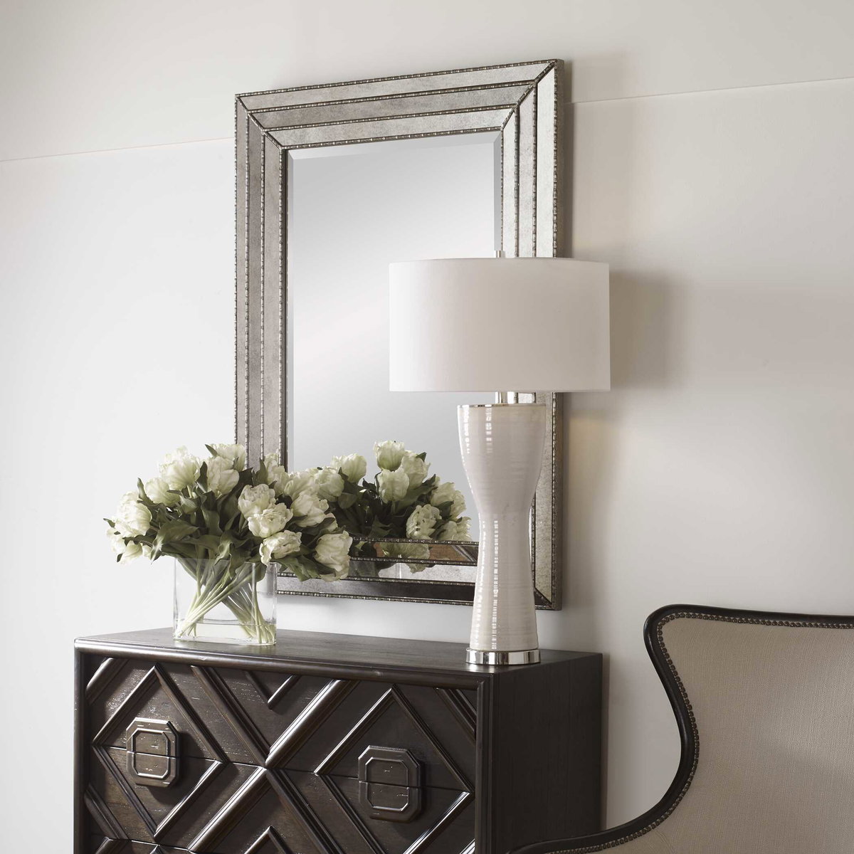 Seymour Antique Silver Mirror, by Uttermost, 34.75" width x 46.75" height x 2" depth View 4