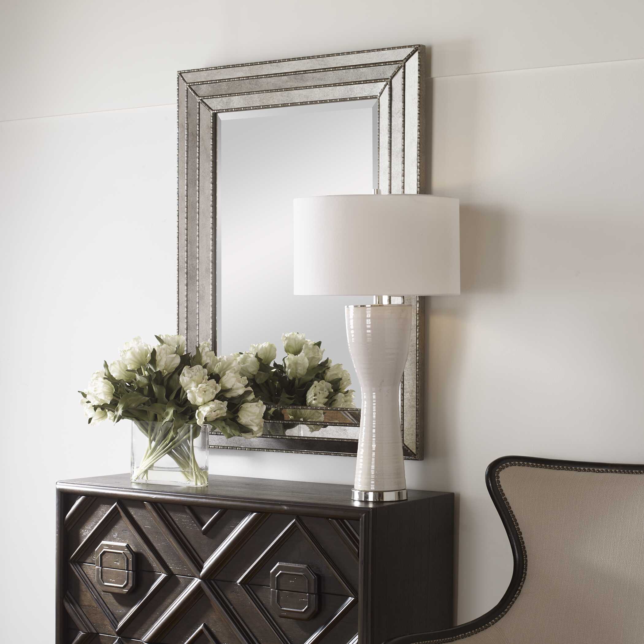 Seymour Antique Silver Mirror large image 
