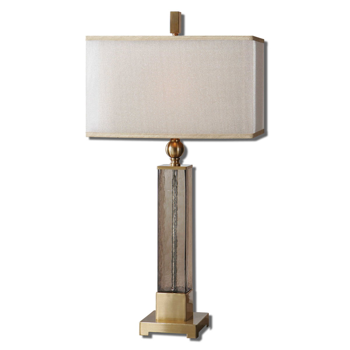 Caecilia Amber Glass Table Lamp, by Uttermost, 17" width x 33" height x 9" depth View 1