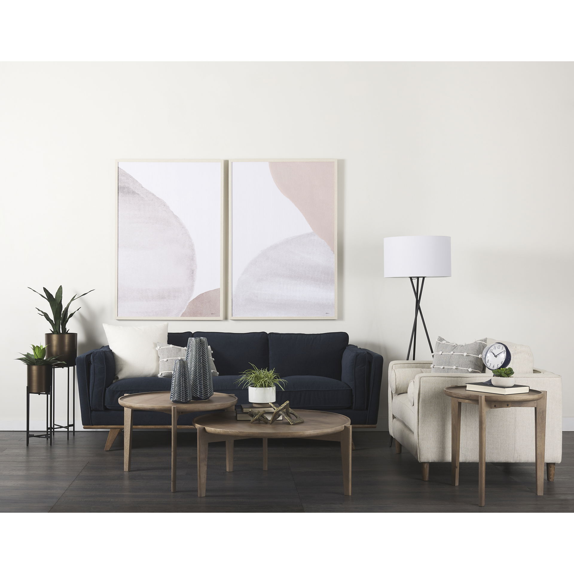 Loretta  Cream Fabric Chair with Two Bolster Cushions, Accent Chair by Mercana, 40.75" length x 36.22" width x 33.86" height View 3