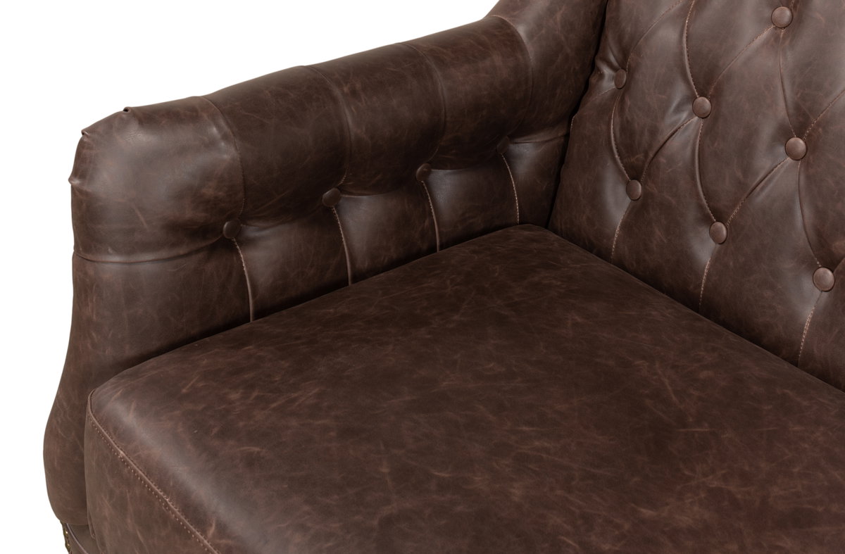 Brooks Leather Tufted 2 Seat Sofa, by Sarreid, 2'8" length x 4'6" width x 2'9" height View 13