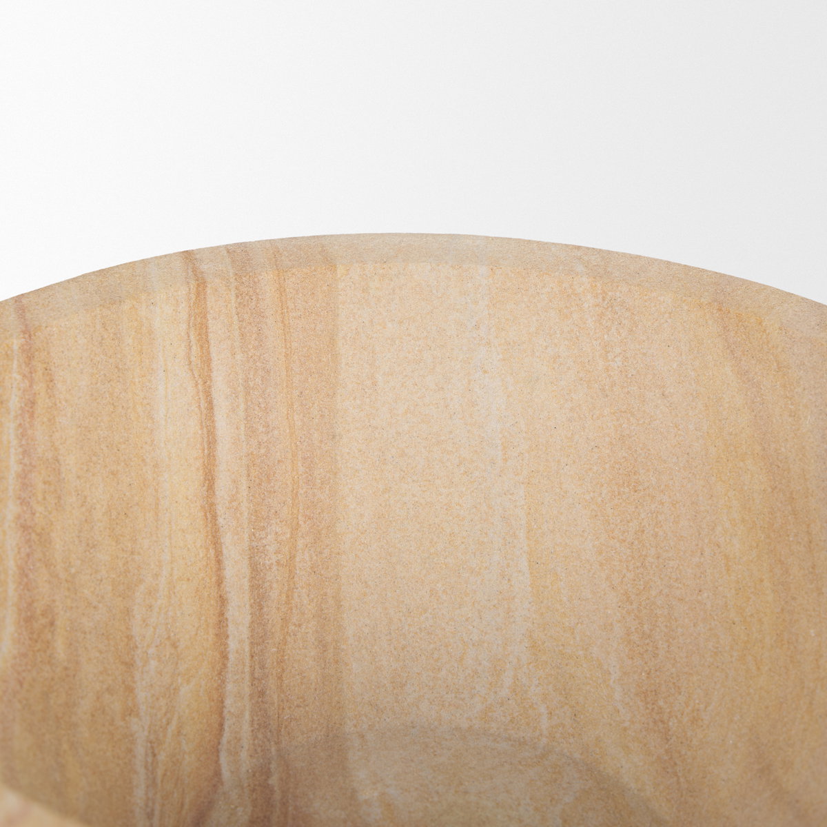 Ramira Beige Sandstone Decorative Pedestal Bowl, Decorative Bowl by Mercana, 8.07" length x 8.07" width x 4" height View 4