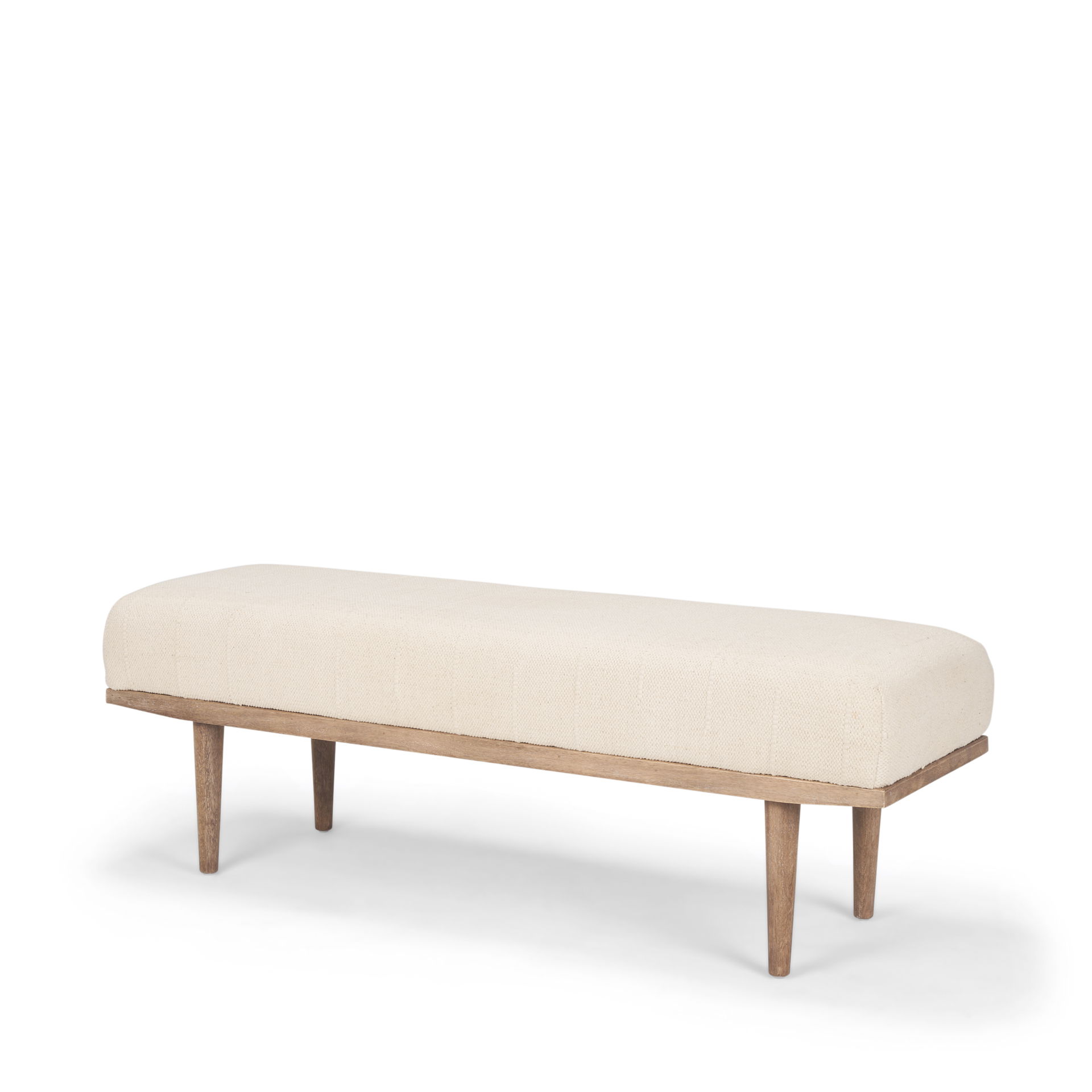 Shae Brown Wood with Oatmeal Fabric Bench large image 