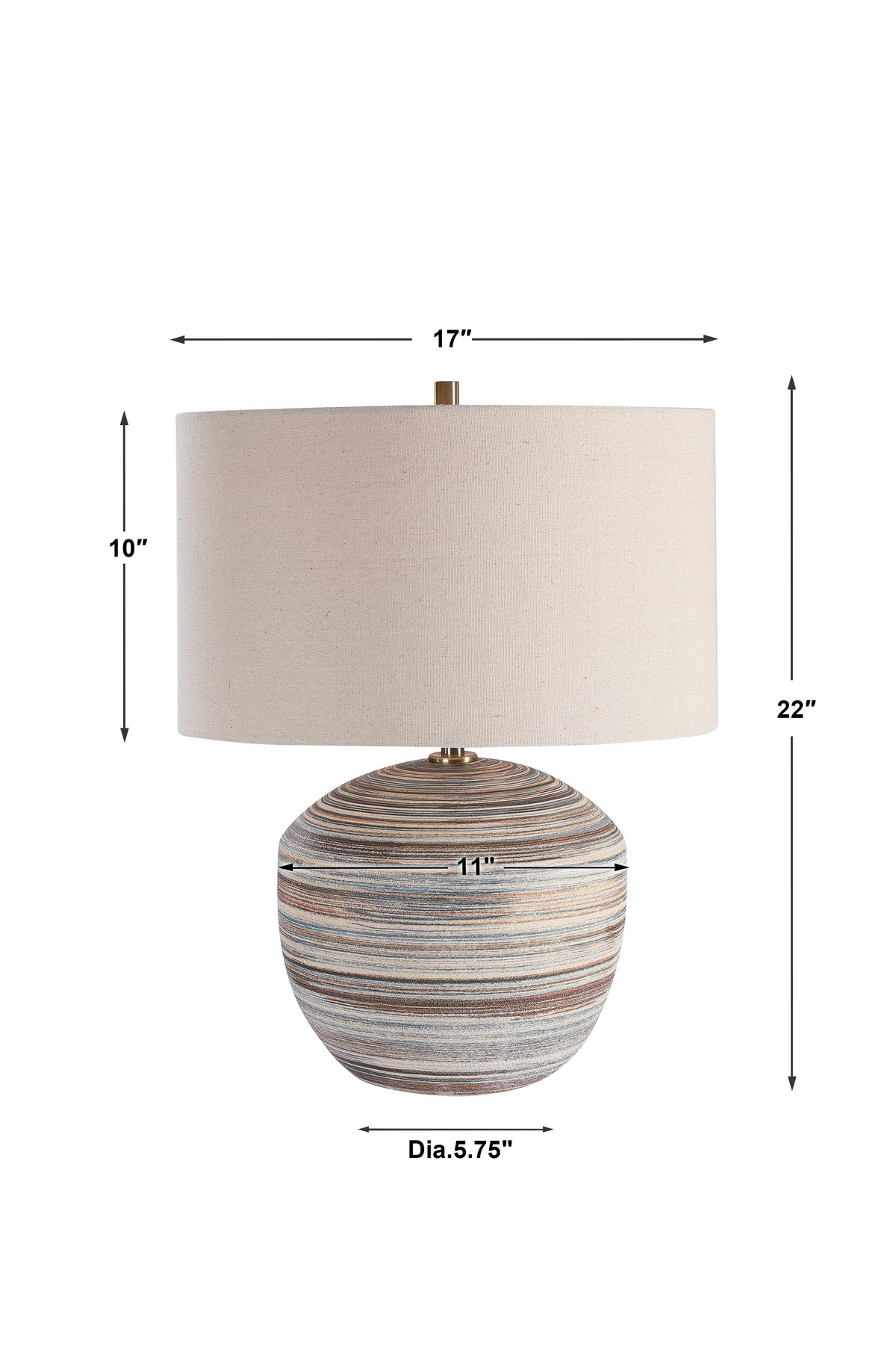 Prospect Striped Accent Lamp, by Uttermost, 1'5" width x 1'10" height x 1'5" depth View 3