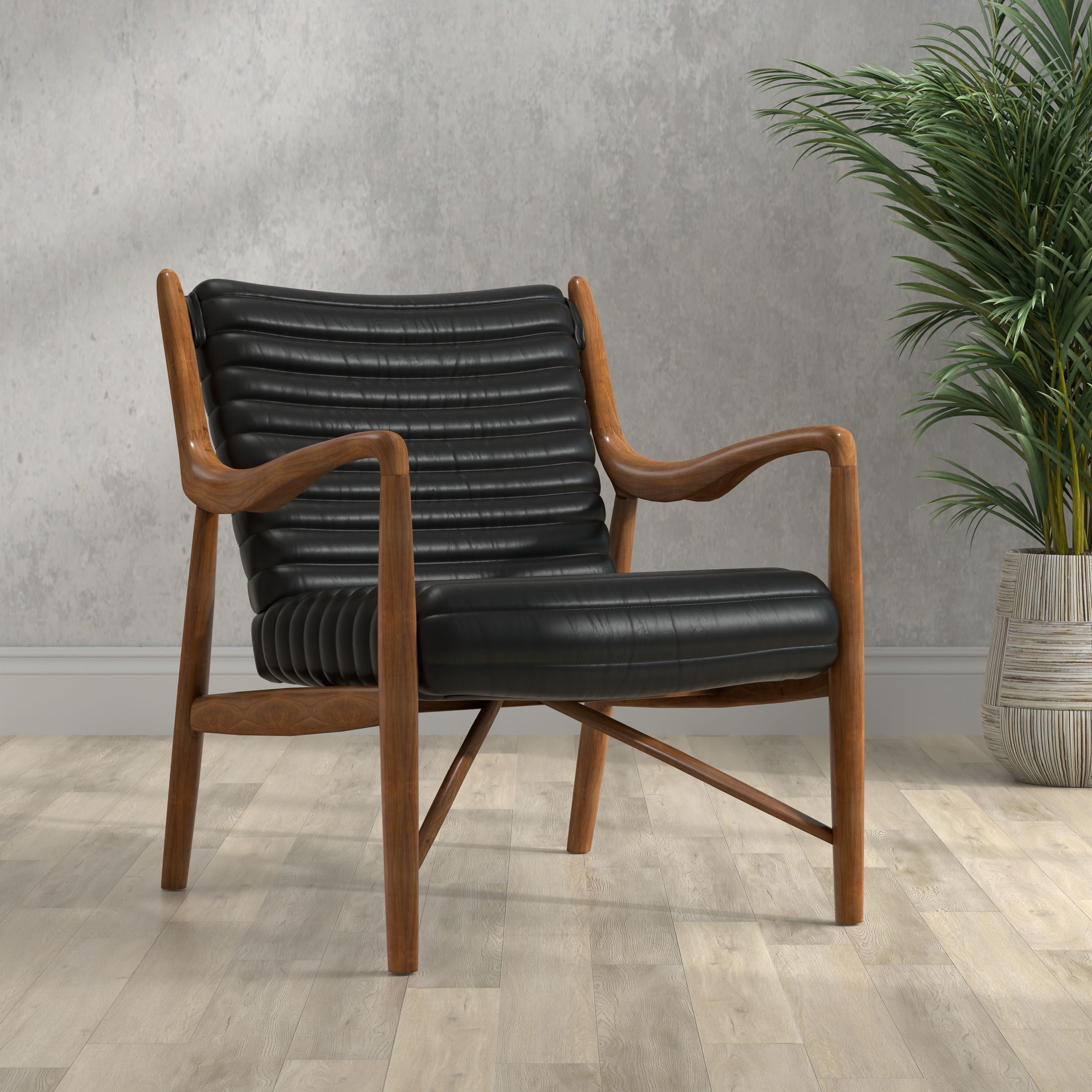 Singletary Leather Chair, Onyx Black large image 