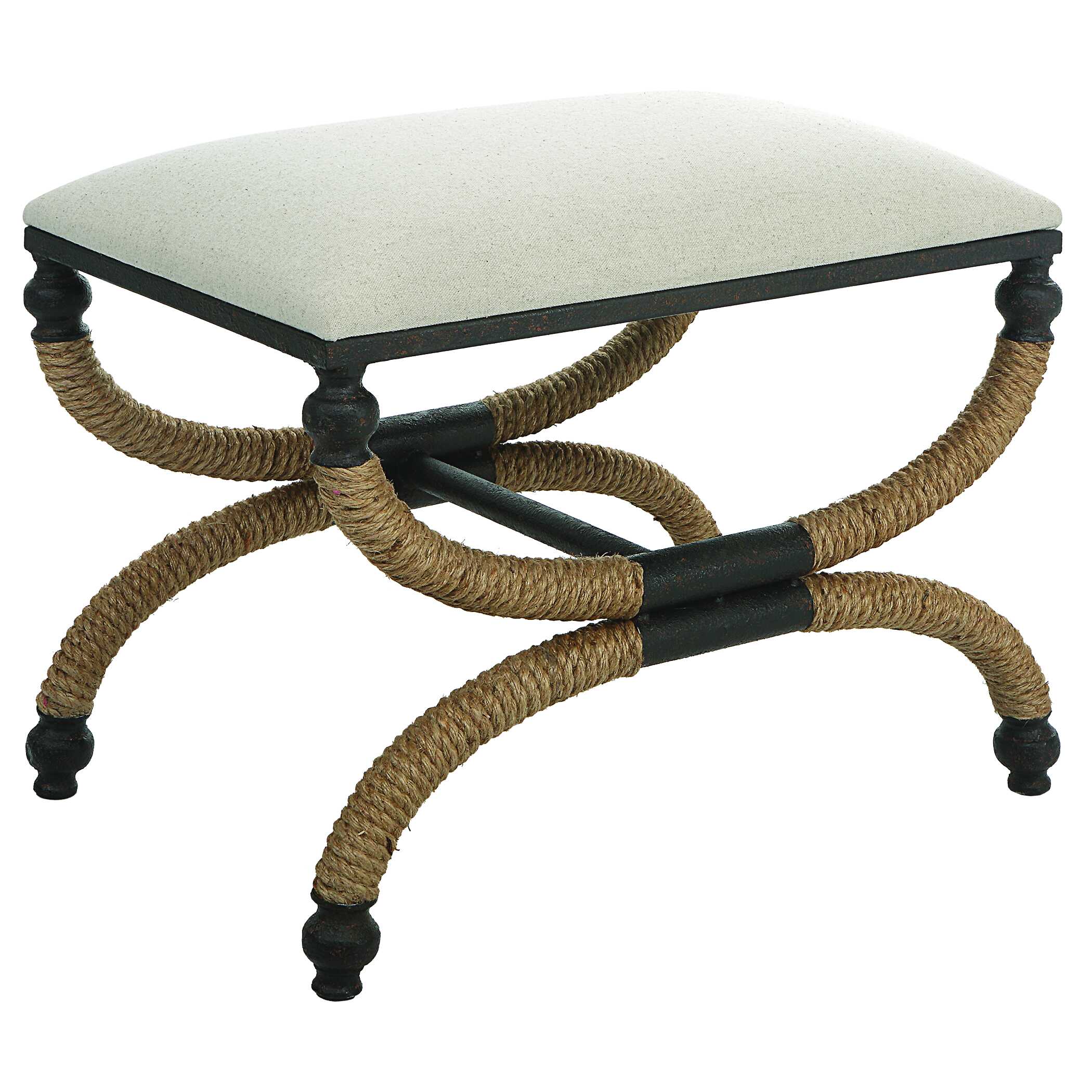 Icaria Upholstered Small Bench, Furniture by Uttermost, 23.5" width x 19.5" height x 15.75" depth View 6