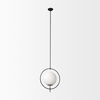 Farrah Frosted Glass Globe set in Matte Black Metal Pendant Ceiling Light, by Mercana, 17.71" length x 11.81" width x 45.27" height thumbnail 3