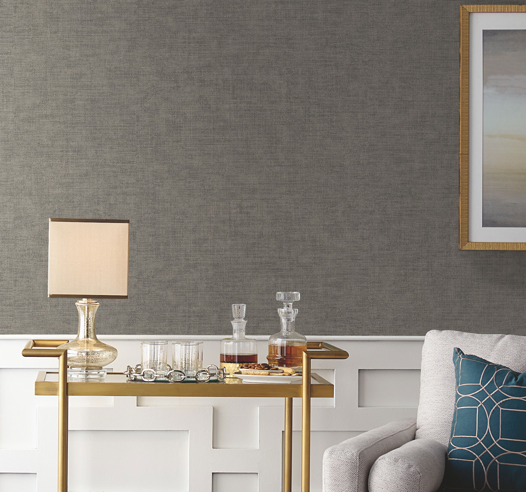 Tabby Weave Texture Grey Wallpaper, by York Wall, 33' length x 1'8.5" width x 0.02" depth View 2