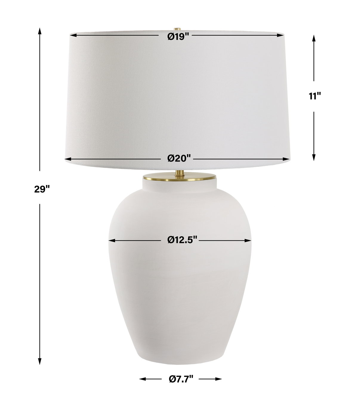 Adelaide White Table Lamp, by Uttermost, 20" width x 29" height x 20" depth View 3