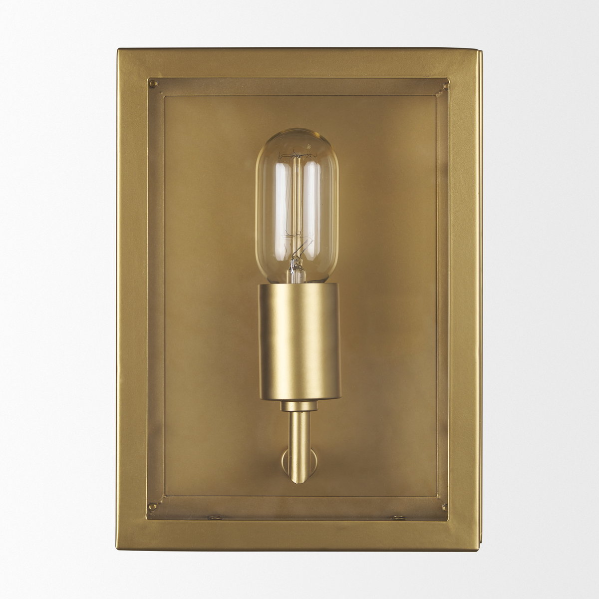 Cairn Brushed Gold Metal with Glass 1-Light Wall Sconce, by Mercana, 7.87" length x 5.12" width x 10.63" height View 3
