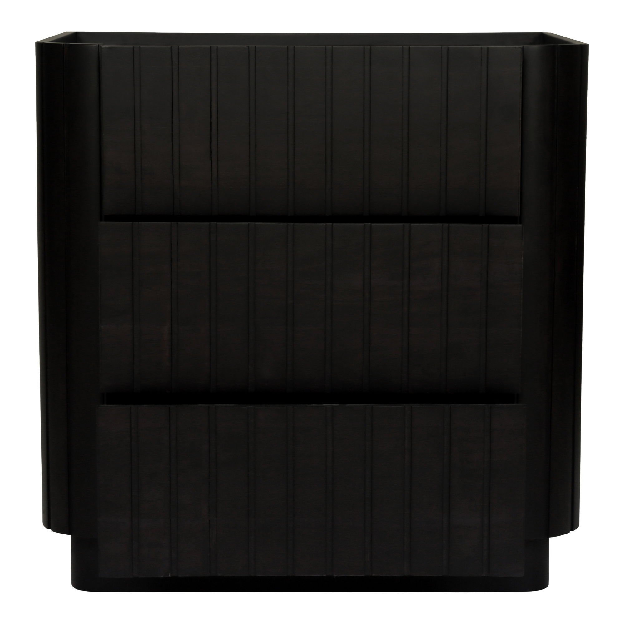 Povera 3 Drawer Nightstand Black, Dresser by Moe's Home, 28" width x 28" height x 20" depth View 2