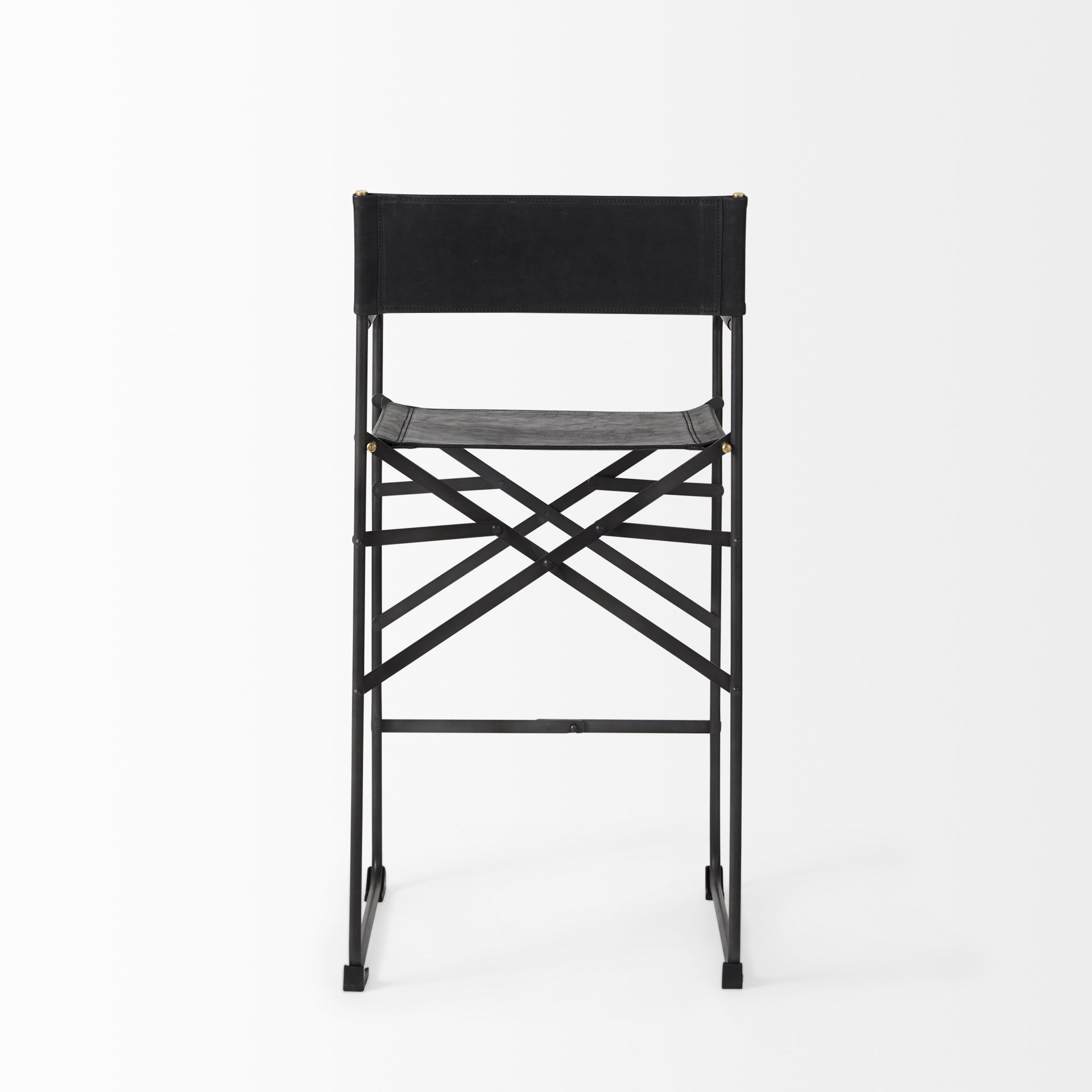 Direttore 19.3L x 19.3W x 40.2H Black Leather with Black Frame Counter Stool, Counter & Bar Stool by Mercana, 19.3" length x 20" width x 40.2" height View 5