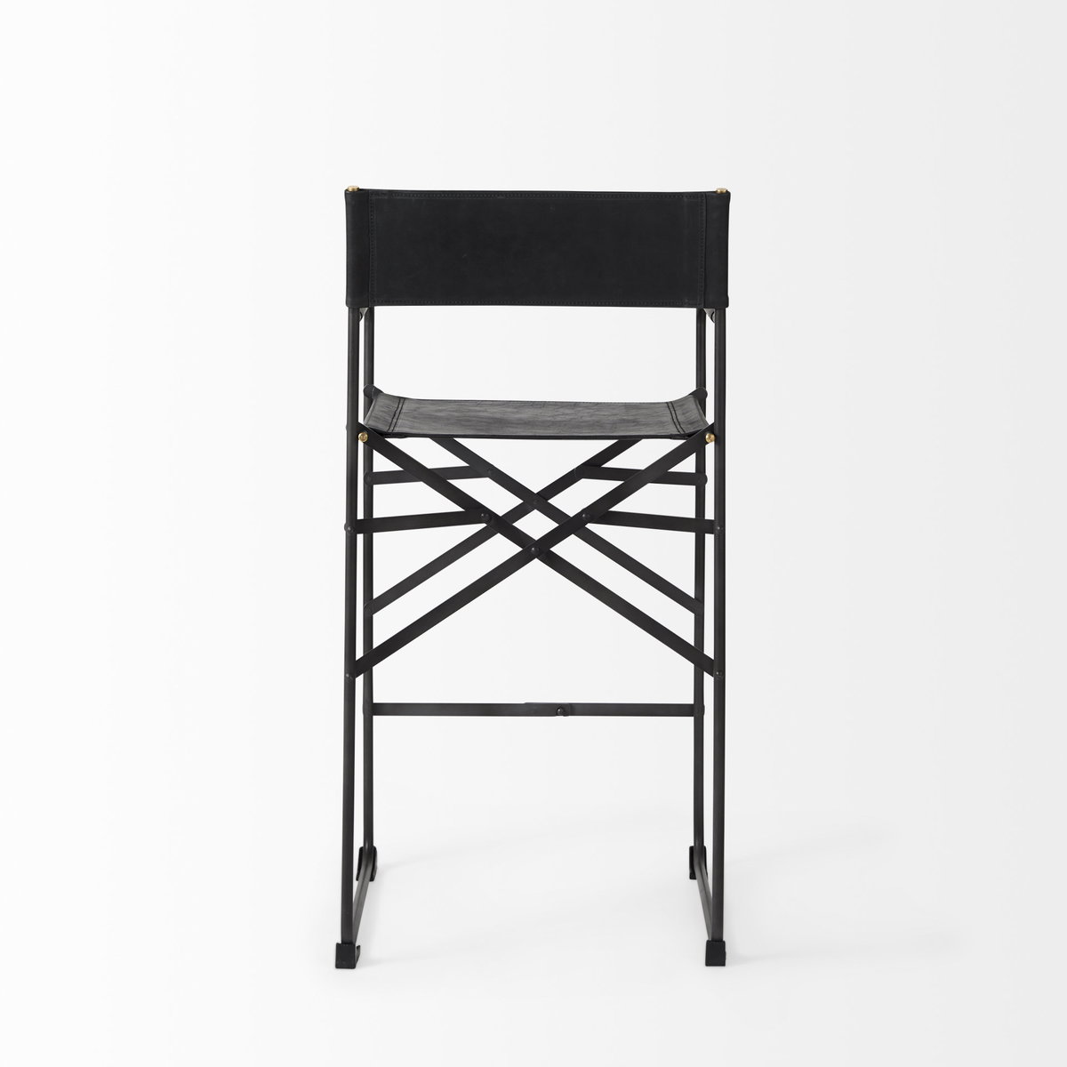 Direttore Backless 40.2in Seat Bar Stool | Black Leather with Black Iron, Counter & Bar Stool by Mercana, 19.3" length x 20" width x 40.2" height View 5