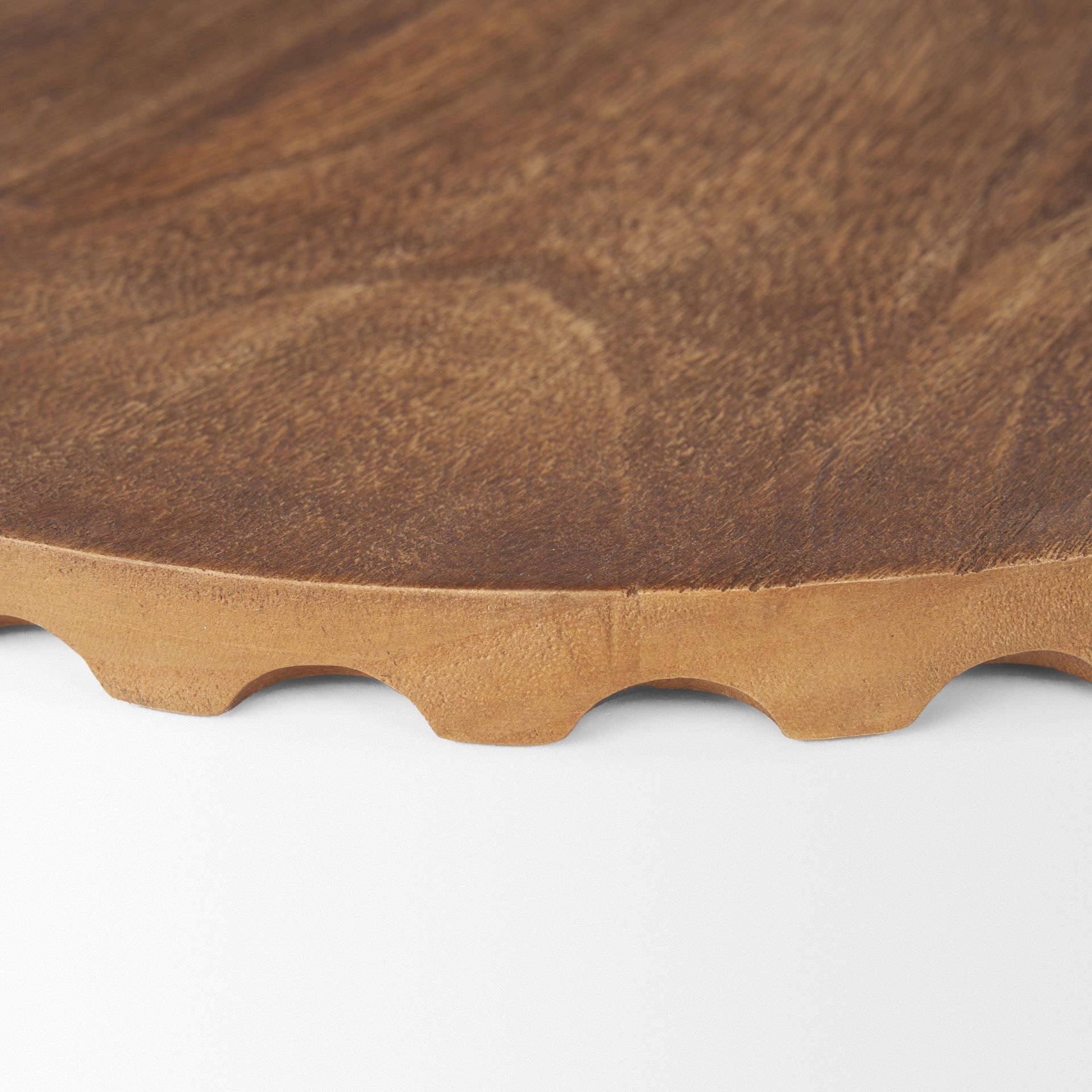 Waverly Round Light Brown Wood Scalloped Edged Trays large image 