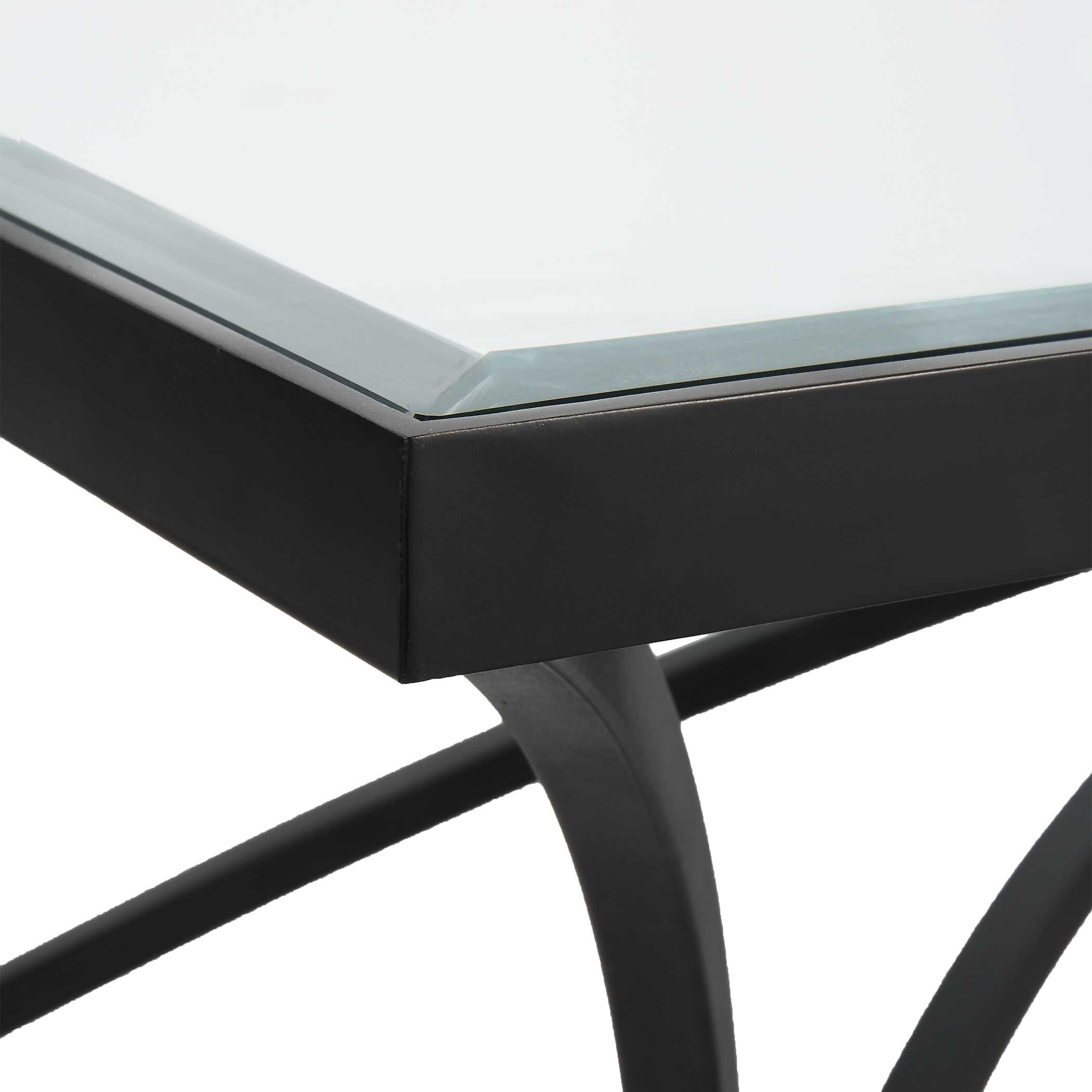 Alayna Black Metal & Glass Coffee Table large image 