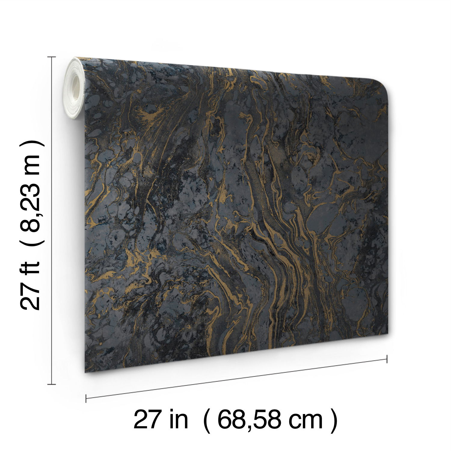 Polished Marble Black Wallpaper, by York Wall, 27' length x 2'3" width x 0.02" depth View 7