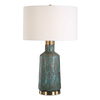 Dauphine Cracked Teal Table Lamp, by Uttermost, 17" width x 27.25" height x 17" depth thumbnail 1