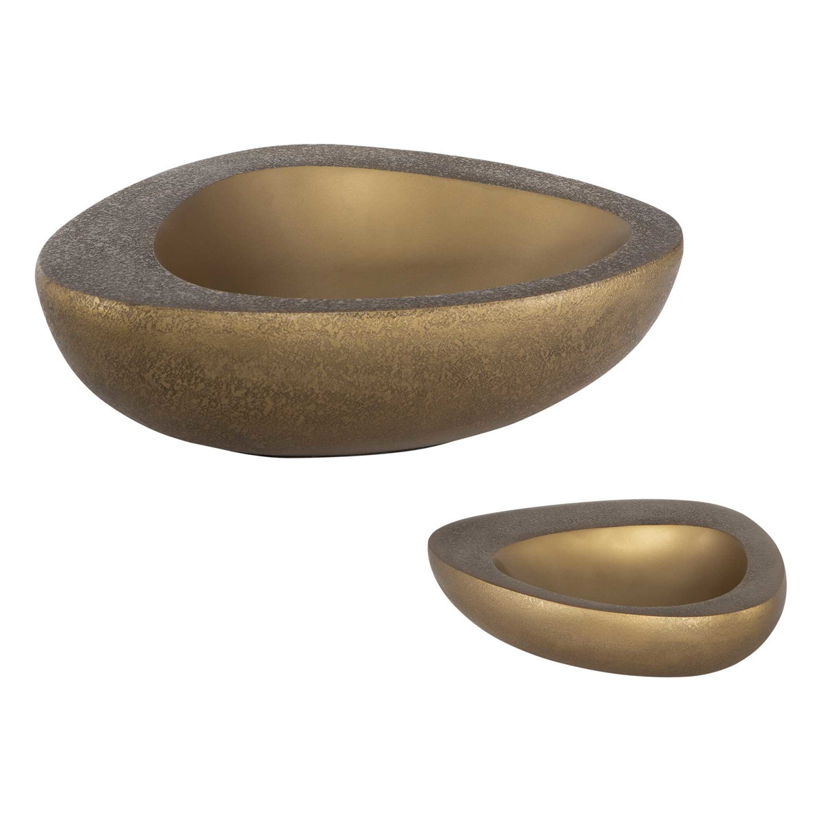 Ovate Brass Bowls Set Of 2, Decorative Tray by Uttermost, 15" width x 4.5" height x 12" depth View 3